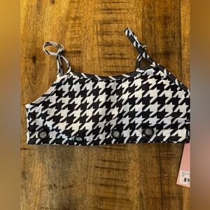 Juicy Couture Black and White Houndstooth Crop cami Top with open grommets NWT